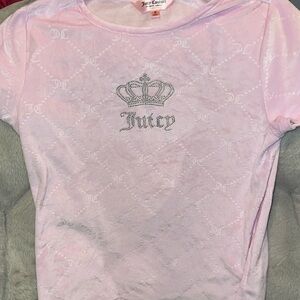 Juicy Couture Light Pink Tee PJ with Silver Crown Rhinestone